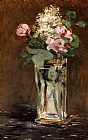 Edouard Manet Famous Paintings - Flowers In A Crystal Vase